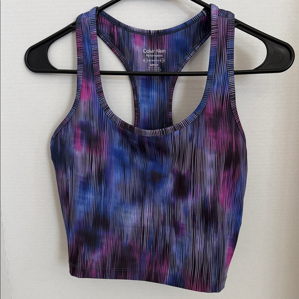 Calvin Klein Performance Galaxy Abstract Racerback Sports Bra - Small